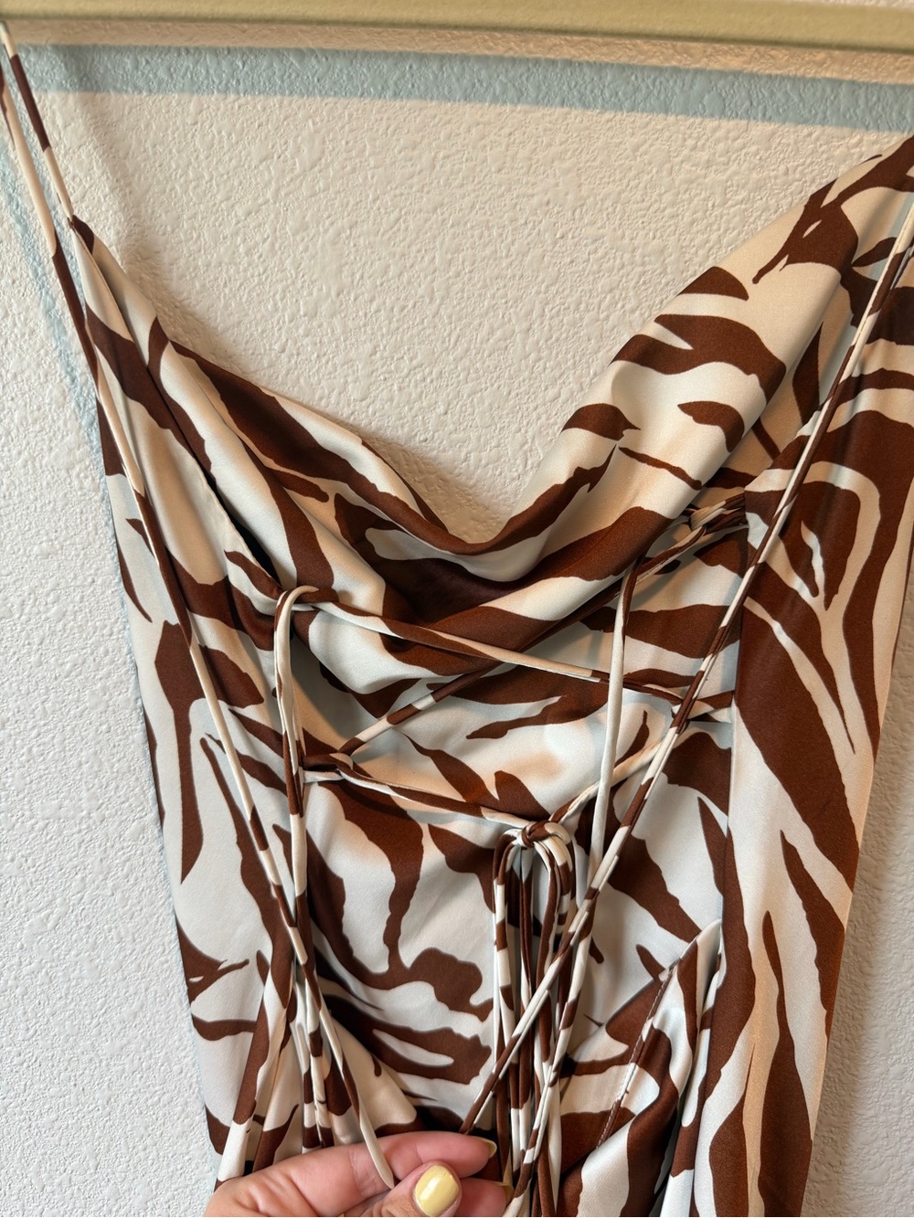 Women's Brown and Cream Zebra Print Slip Dress